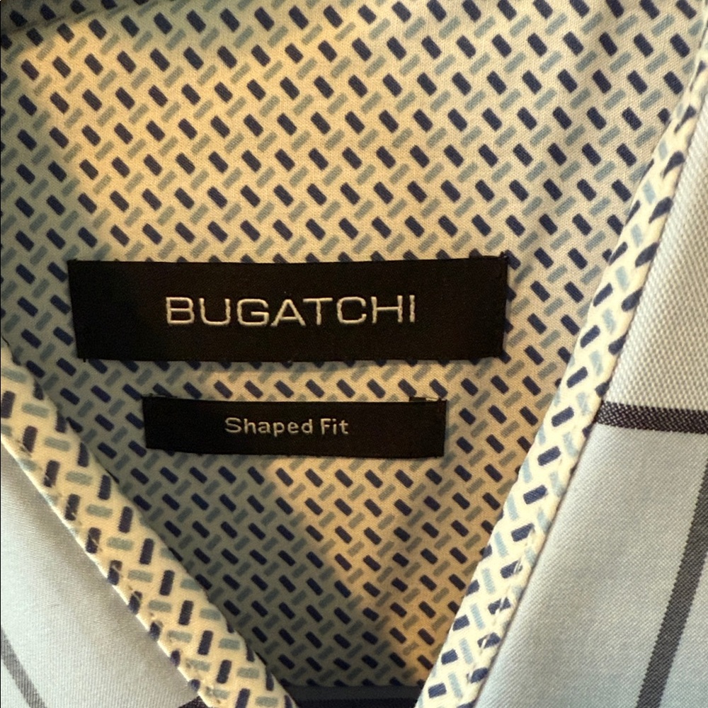 Bugatchi Blue Checkered Dress Shirt - Picture 7 of 7